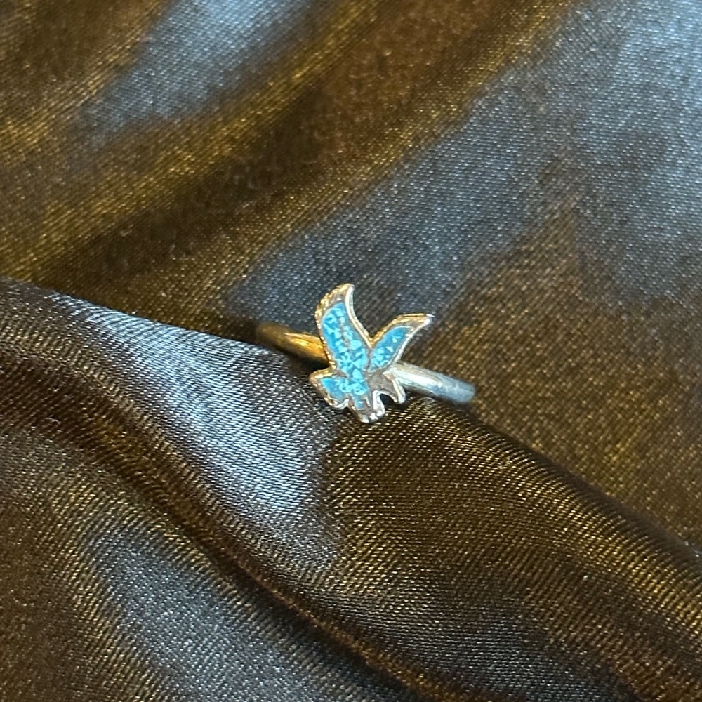 Size 5 Sterling Silver Turquoise Eagle Ring